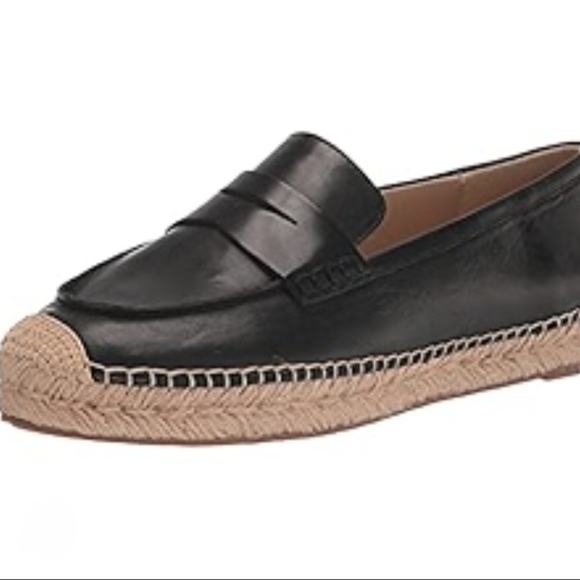 BNWT Sz US 7.5 Sam Edelman Kai Black and Tan Slip-On Leather Loafers Espadrille - Picture 3 of 13